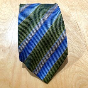 Alfani Green and Blue Diagonal Striped Tie